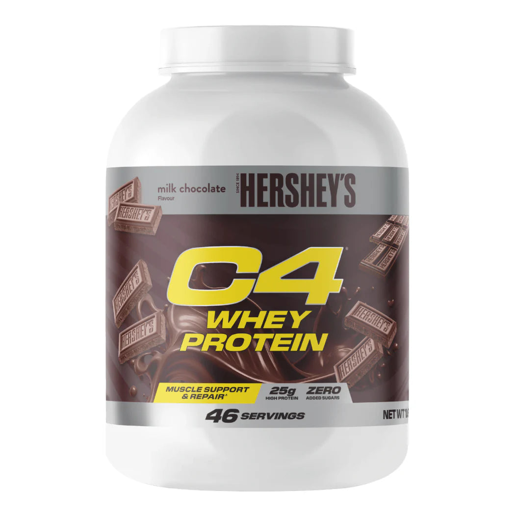 Cellucor C4 Whey protein powder, Hershey's Milk Chocolate flavour, 1.7kg tub