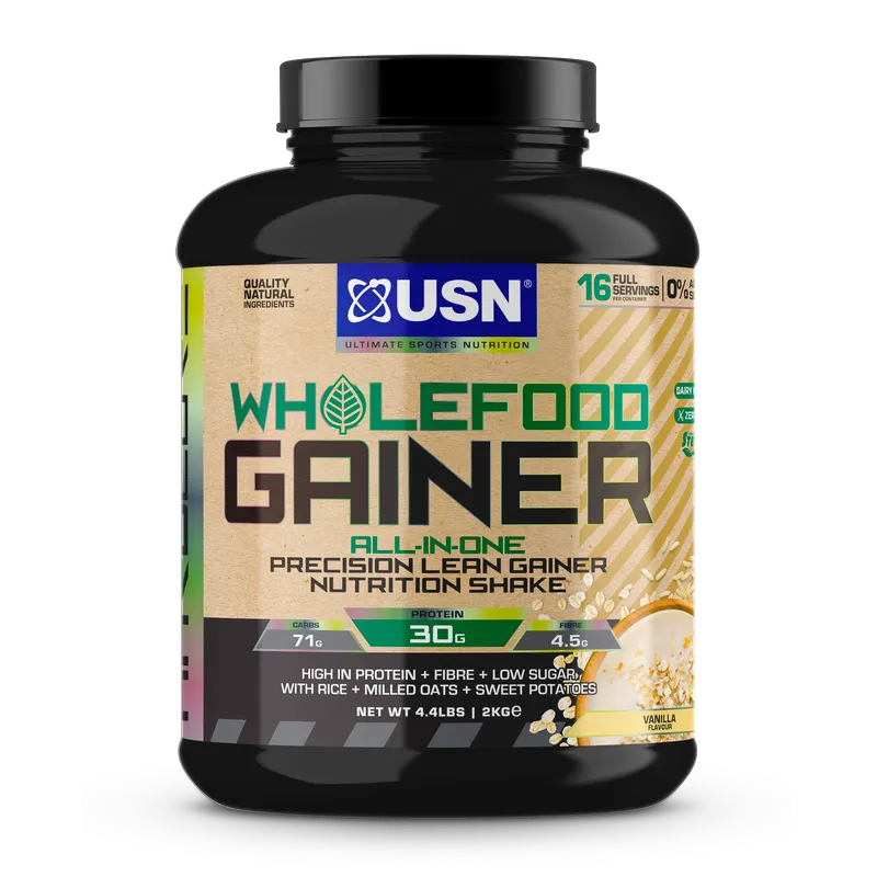 USN Wholefood Gainer mass gainer powder, Vanilla flavour, 2kg tub