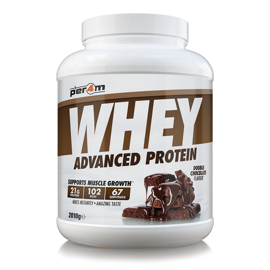 Per4m Advanced Whey Protein powder, Double Chocolate flavour, 2.01kg tub