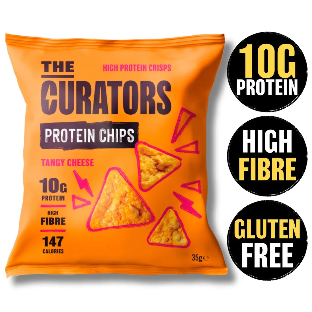 The Curators Protein Chips, Tangy Cheese flavour, 35g bag