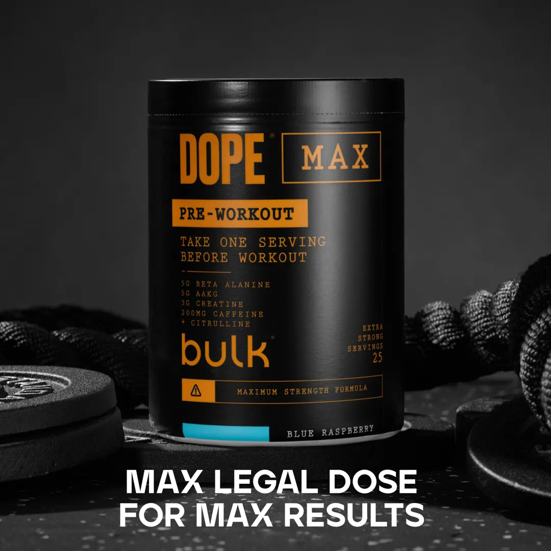 Bulk Dope Max pre-workout - Blue Raspberry flavour, 563g