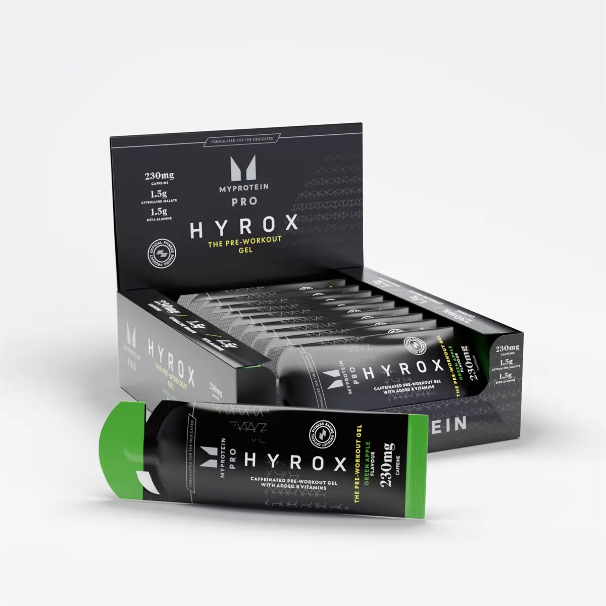 MyProtein THE Pre Workout Gel HYROX Edition, Green Apple flavour, 12x50g