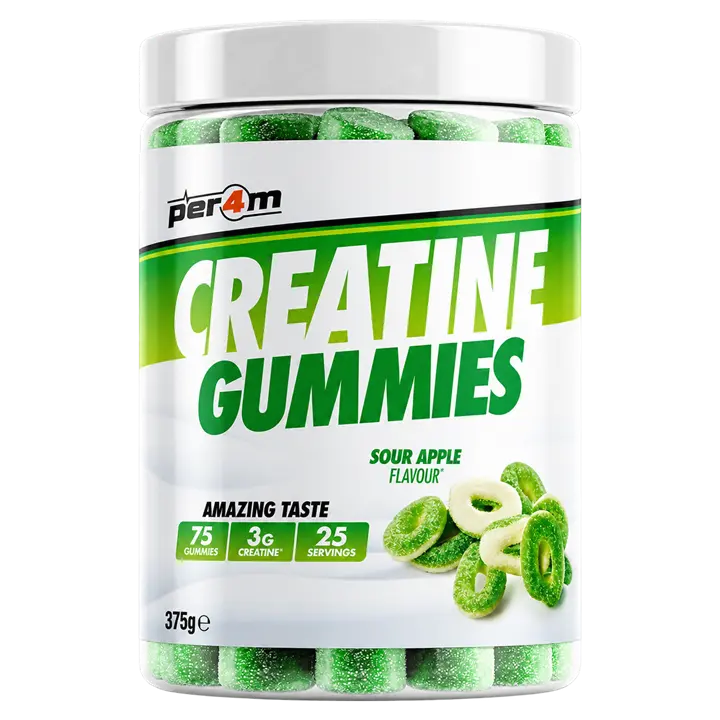 Per4m Creatine Gummies 375g tub, chewable creatine monohydrate supplement