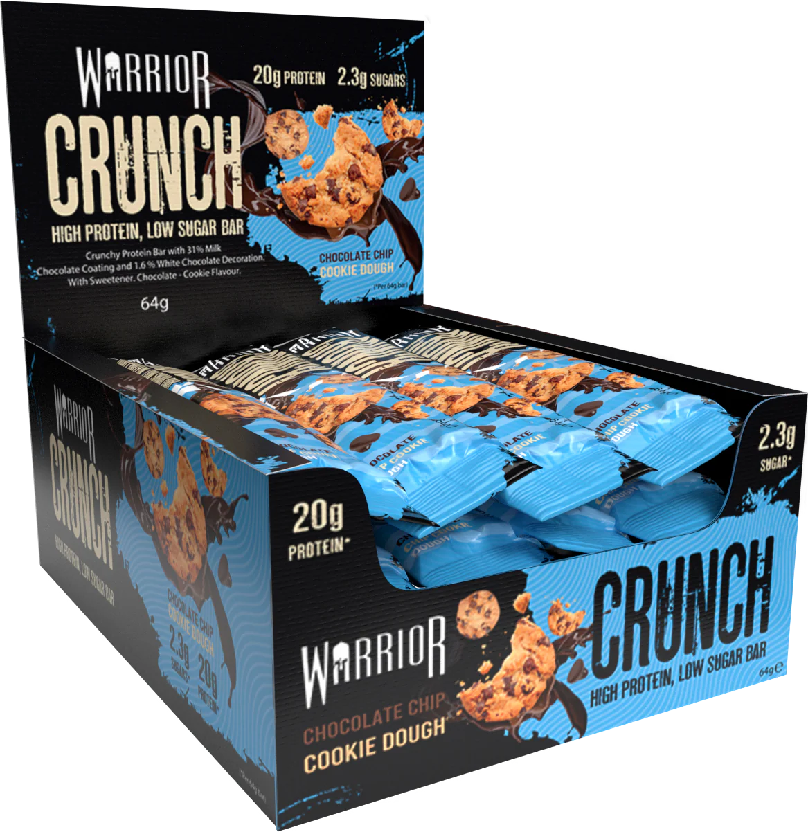 Warrior Crunch Bars - Choc Chip Cookie Dough flavour