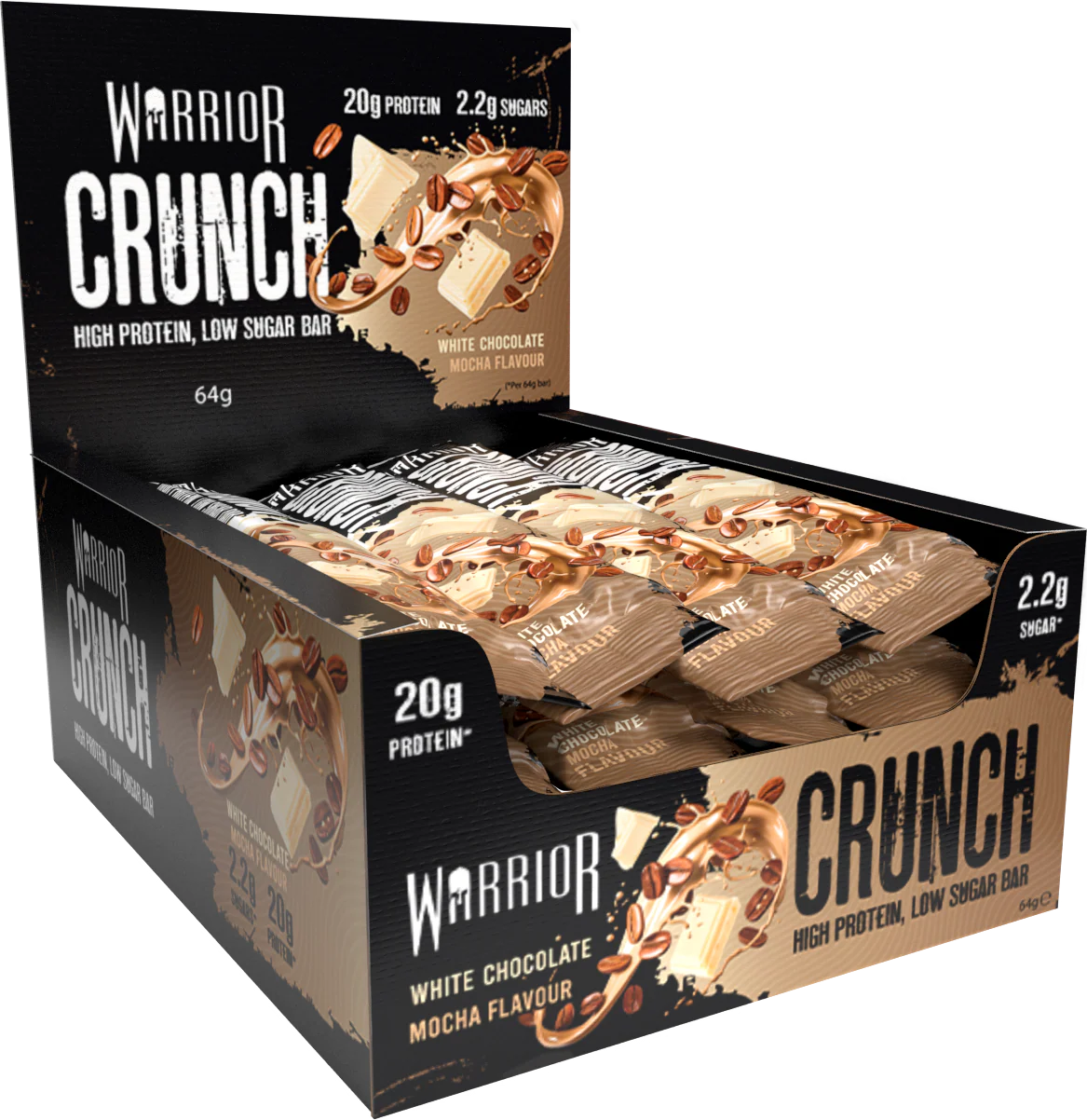 Warrior Crunch Bars - White Chocolate flavour, 12 pack case