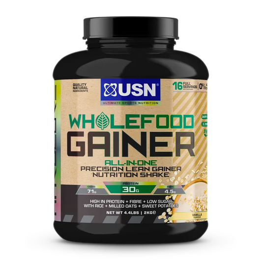 USN Wholefood Gainer mass gainer powder, Vanilla flavour, 2kg tub