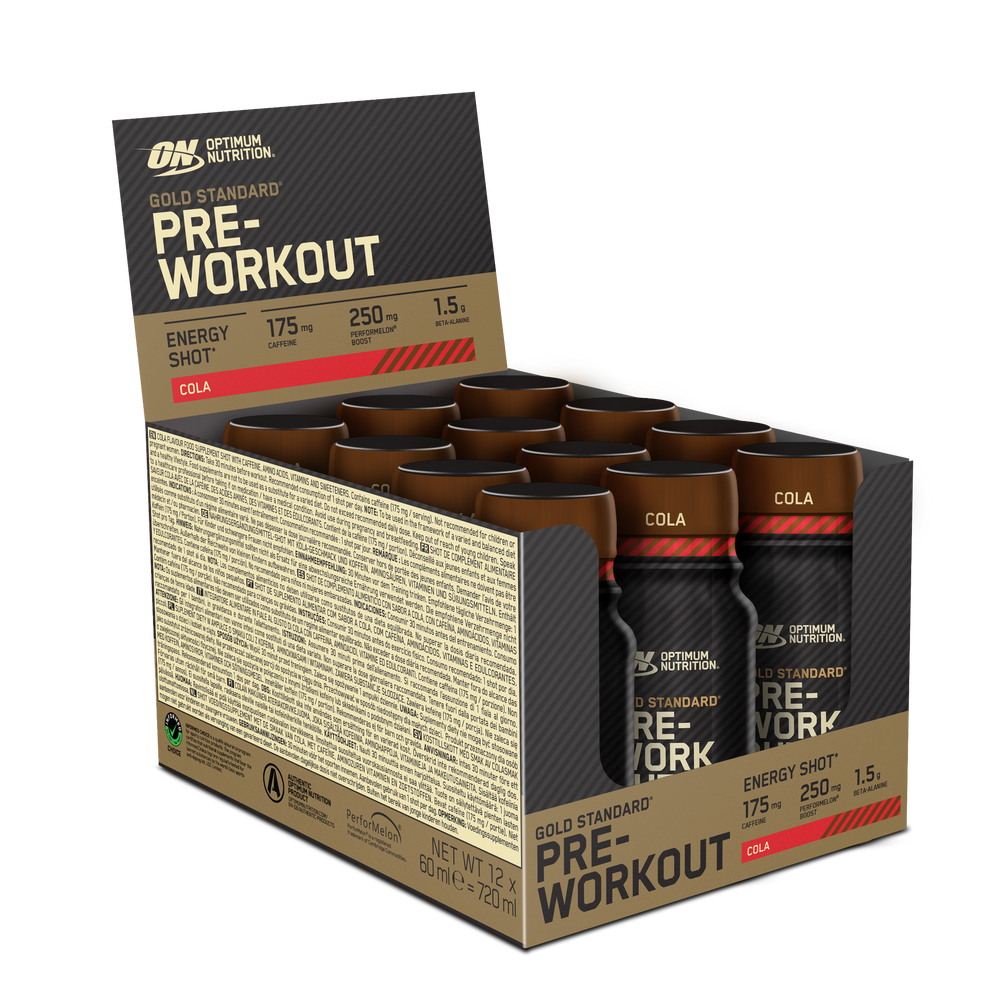 Optimum Nutrition Gold Standard Pre-Workout Shot - Lemon & Lime flavour, 12 pack case