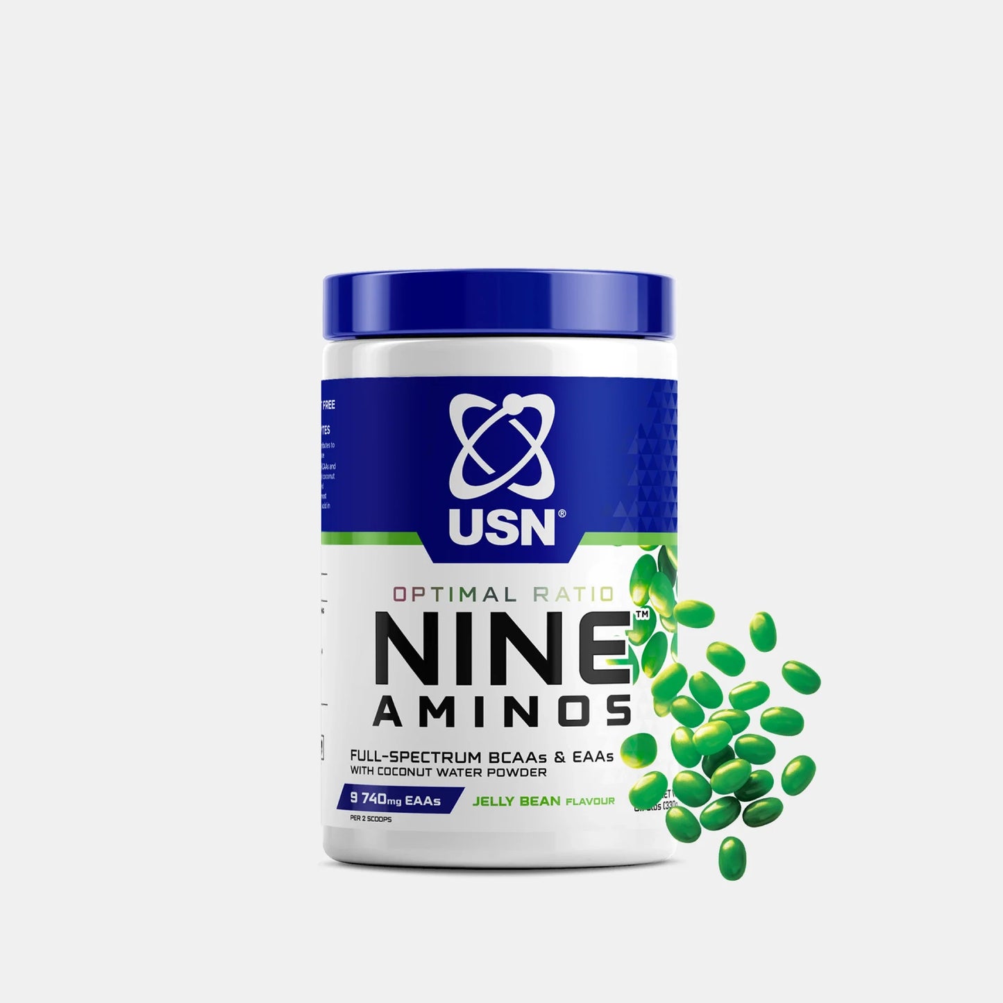 USN Nine Aminos BCAA powder - Jelly Beans flavour, 330g